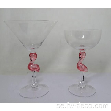 Anpassad flamingo stamglas cocktail martini glasögon